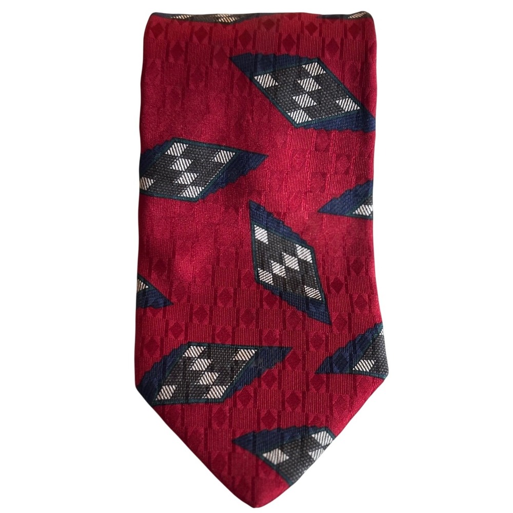 Robert Talbott Studio Guffey's Silk Necktie Burgundy Diamond‎ Pattern